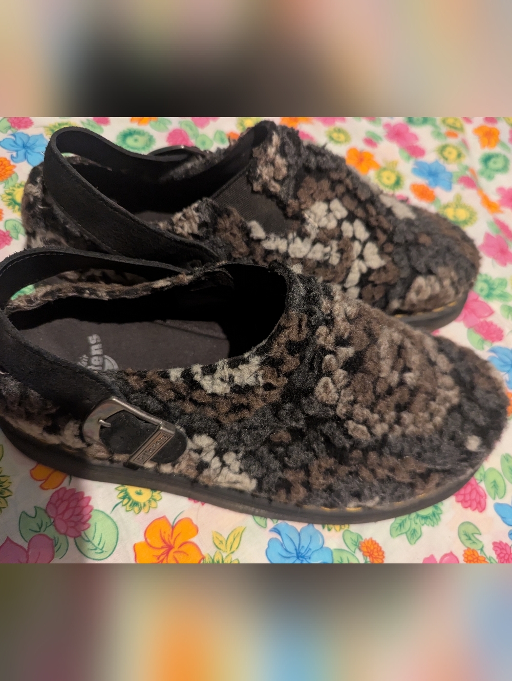 Dr. Martens Wool-Blend Slingback Clog in Brown, Gray, Cream - Picture 3 of 5